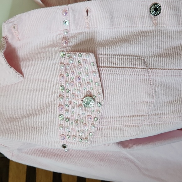 NWOT! READ!! Custom made crop pearl & diamond jean jacket - Picture 8 of 12